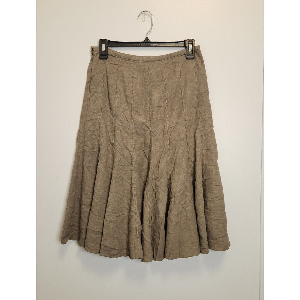 Dalia Collection Flared Stitch Linen Blend Skirt Size 4